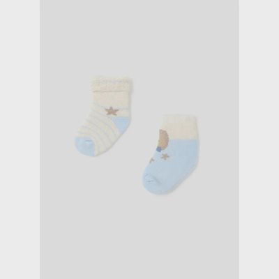2PACK SOCK SET SKY BLUE OR BEIGE WITH STRIPES / 9653-010