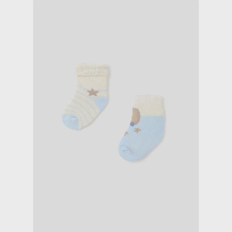 2PACK SOCK SET SKY BLUE OR BEIGE WITH STRIPES / 9653-010