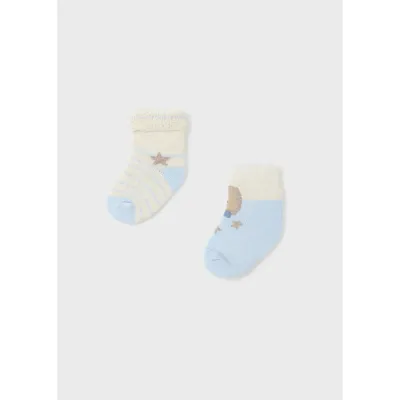 2PACK SOCK SET SKY BLUE OR BEIGE WITH STRIPES / 9653-010