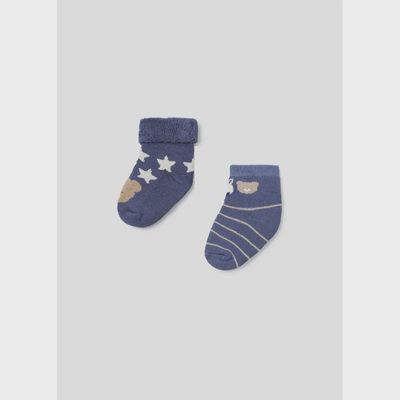2PACK SOCK SET DARK BLUE WITH STRIPES OR STAR PRINT / 9653-013