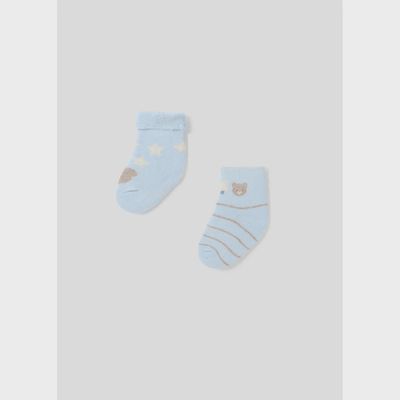 2 PC SOCK SET SKY BLUE BROWN STRIPE OR WHITE STARS / 9653-010
