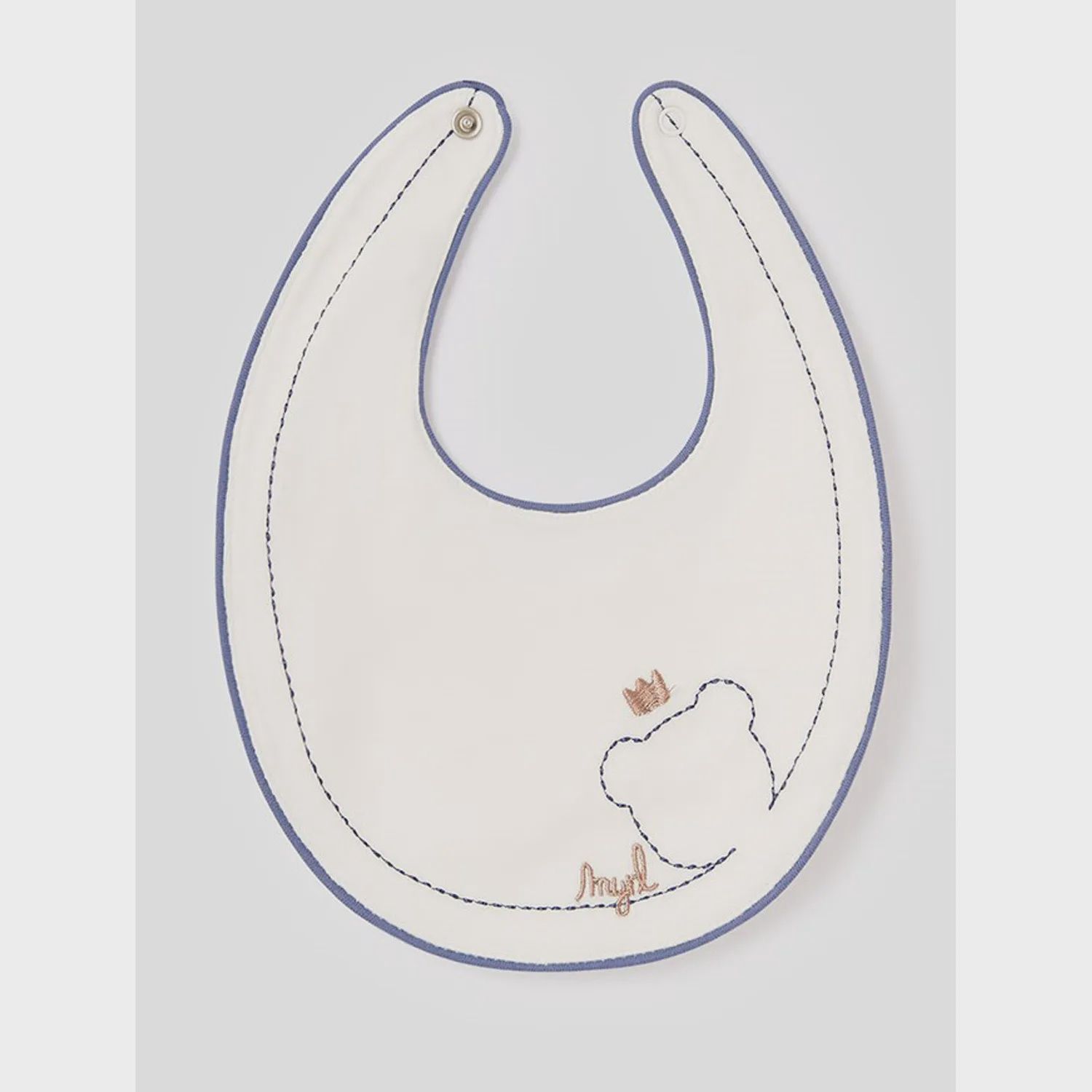 BIB WHITE WINTER BLUE EDGING BEAR FACE OUTLINE / 9331-069