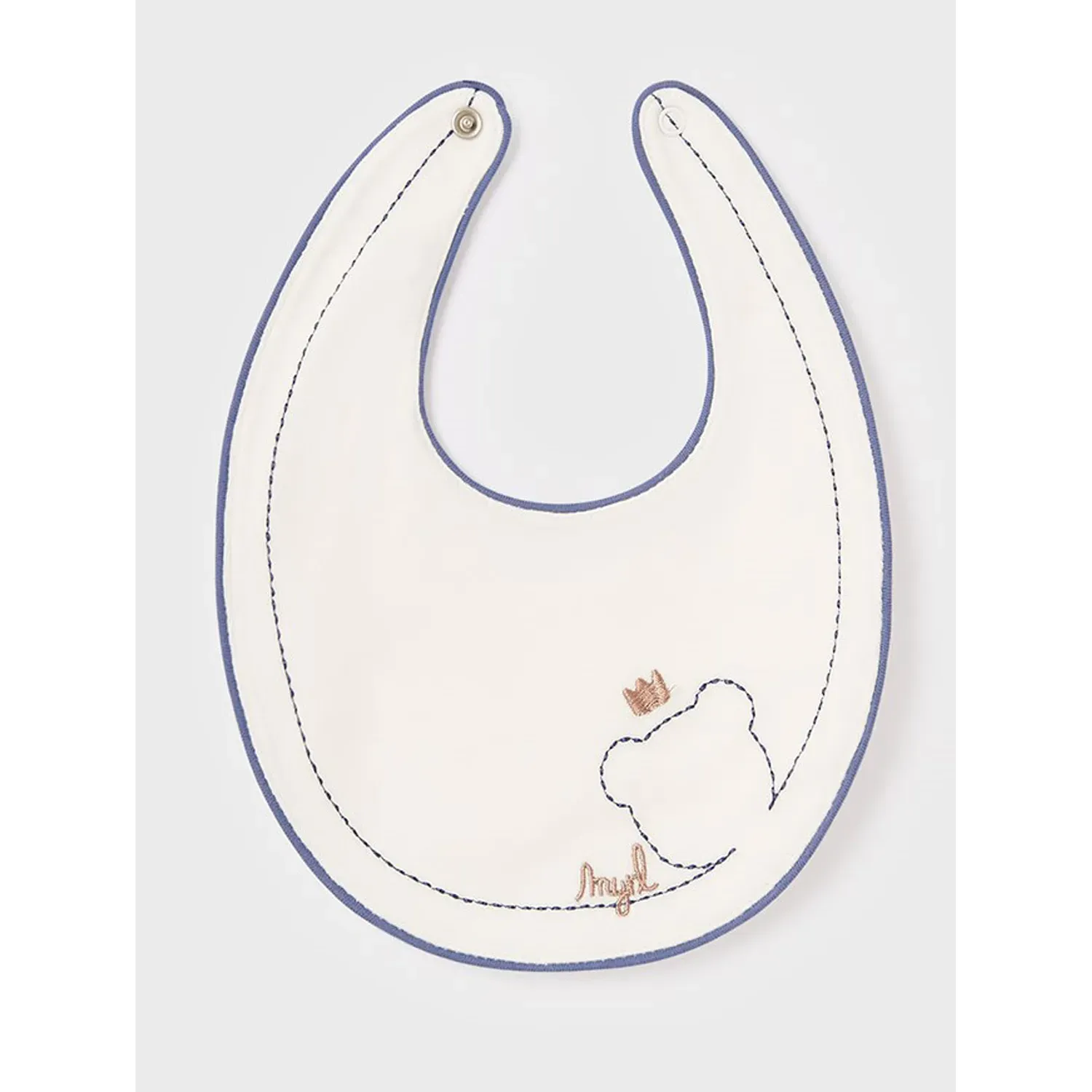 BIB WHITE WINTER BLUE EDGING BEAR FACE OUTLINE / 9331-069