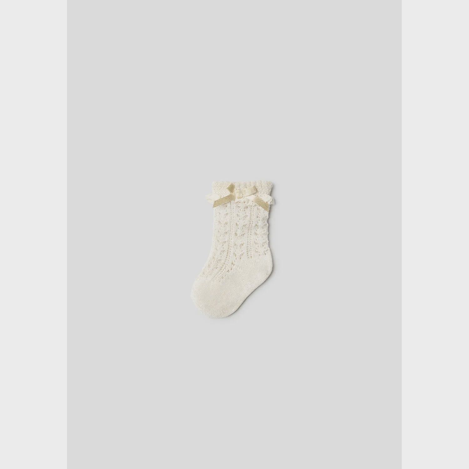 SOCKS CHAMPAGNE HIGH CUT RUFFLE TRIM CROCHET / 9659-020
