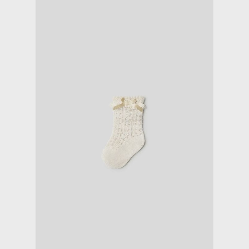 SOCKS CHAMPAGNE HIGH CUT RUFFLE TRIM CROCHET / 9659-020