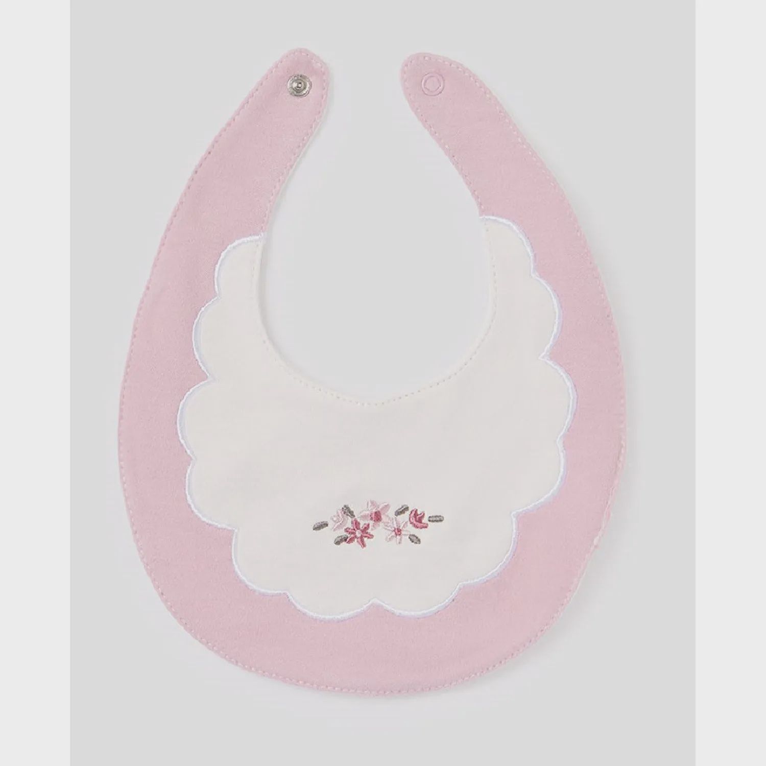 BIB WHITE & VIOLET FLOWER EMBRODIERY / 9329-064