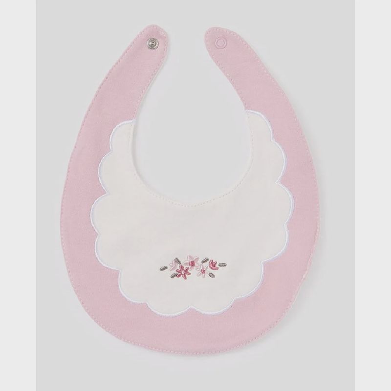 BIB WHITE & VIOLET FLOWER EMBRODIERY / 9329-064