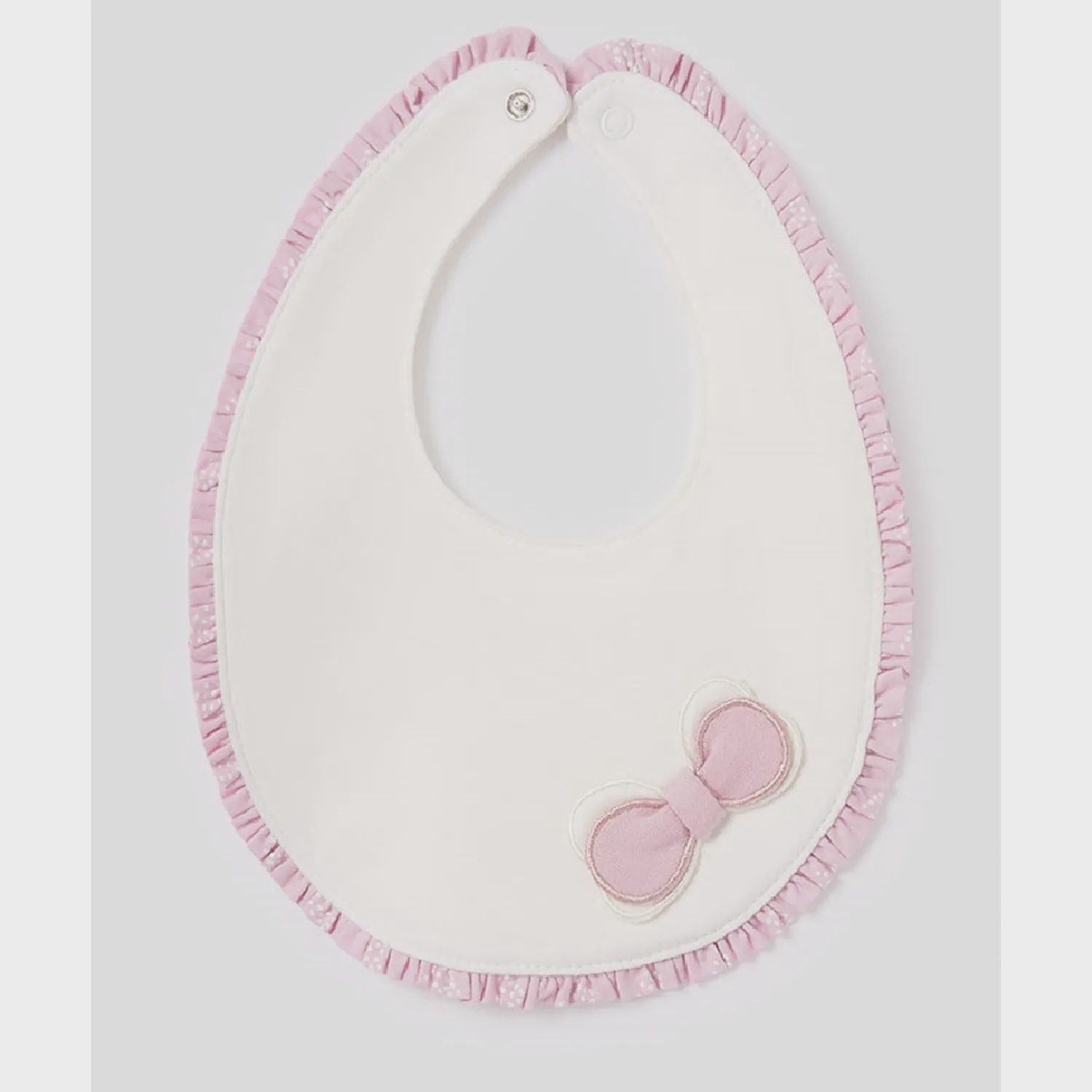 BIB WHITE WITH VIOLET PLEATED EDGING & BOW TRIM / 9329-064