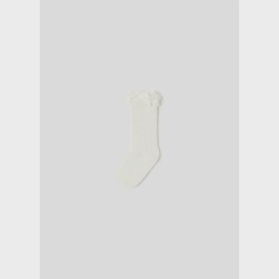 KNEEHIGH SOCKS CREAM LACE & VELVET BOW TRIM / 10525-087