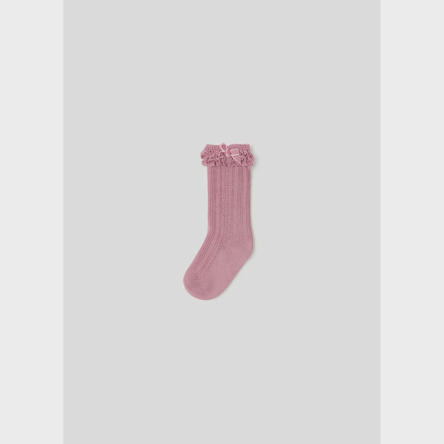 KNEEHIGH SOCKS VIOLET LACE & VELVET BOW TRIM / 10525-085