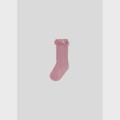 KNEEHIGH SOCKS VIOLET LACE & VELVET BOW TRIM / 10525-085