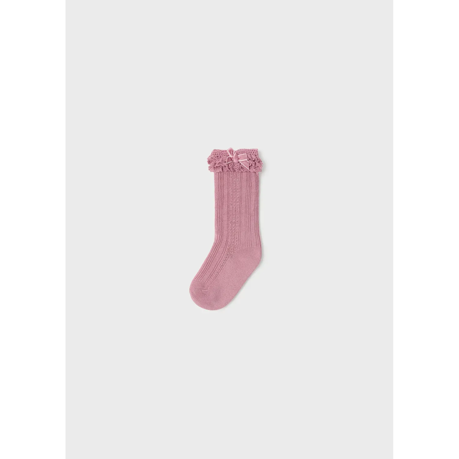 KNEEHIGH SOCKS VIOLET LACE & VELVET BOW TRIM / 10525-085
