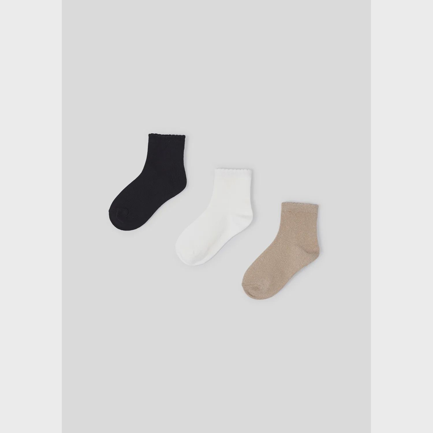 3PACK SOCK SET BLACK WHITE & GOLD SHIMMER / 10578-091
