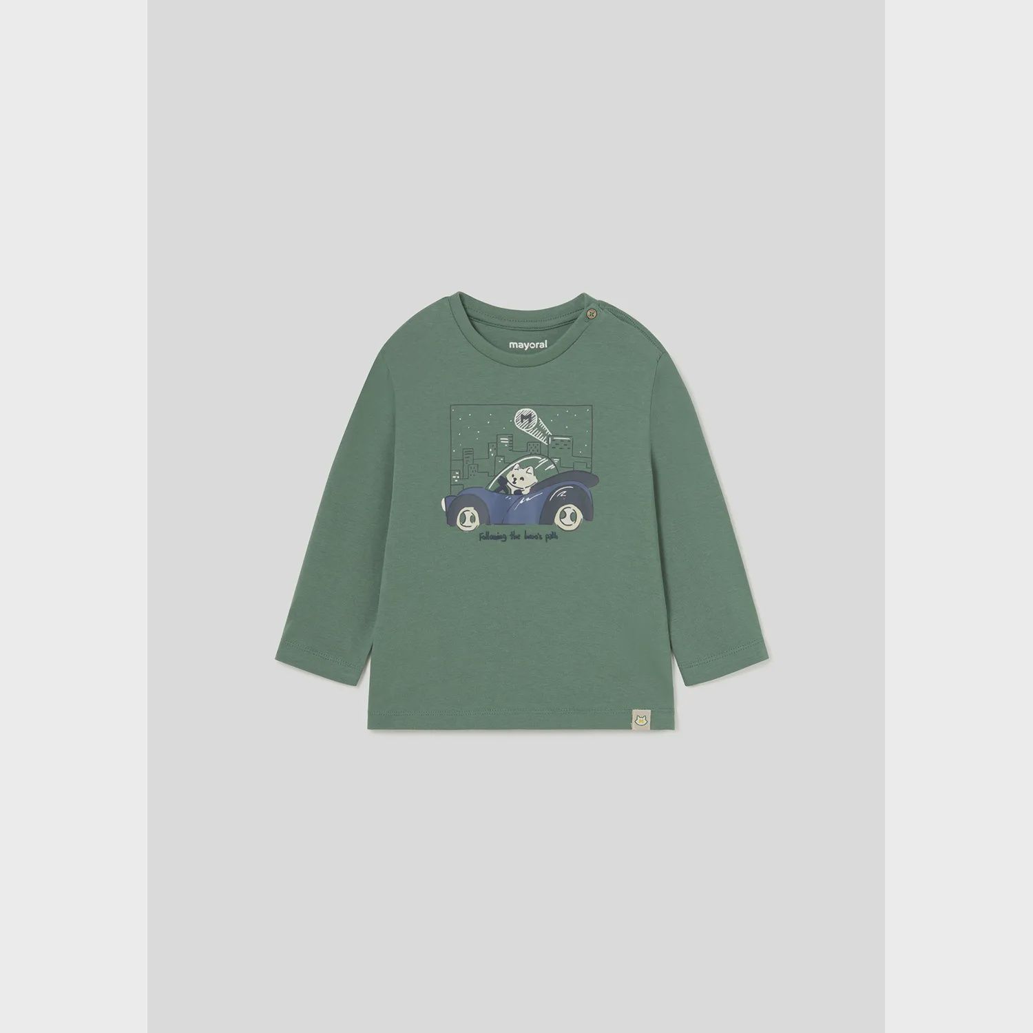 TSHIRT MINT GREEN BLUE CAR & SKYLINE PRINT LONG SLEEVE / 2026-037
