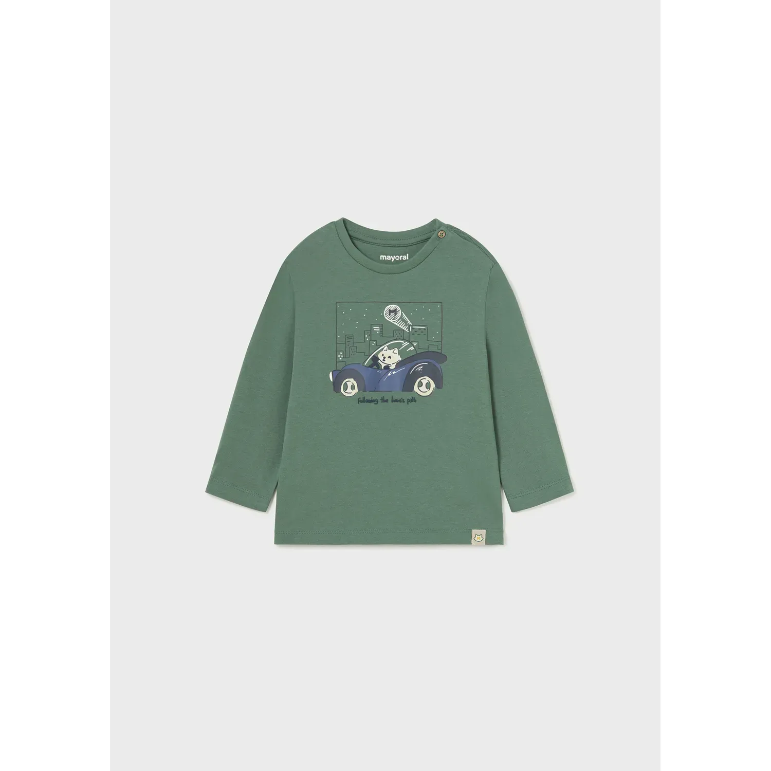 TSHIRT MINT GREEN BLUE CAR & SKYLINE PRINT LONG SLEEVE / 2026-037