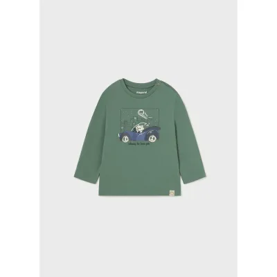 TSHIRT MINT GREEN BLUE CAR & SKYLINE PRINT LONG SLEEVE / 2026-037