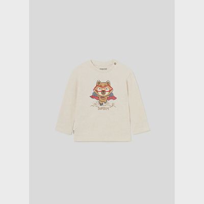 TSHIRT BIEGE LONG SLEEVE SPACE KITTEN PRINT LONG SLEEVE / 2025-031