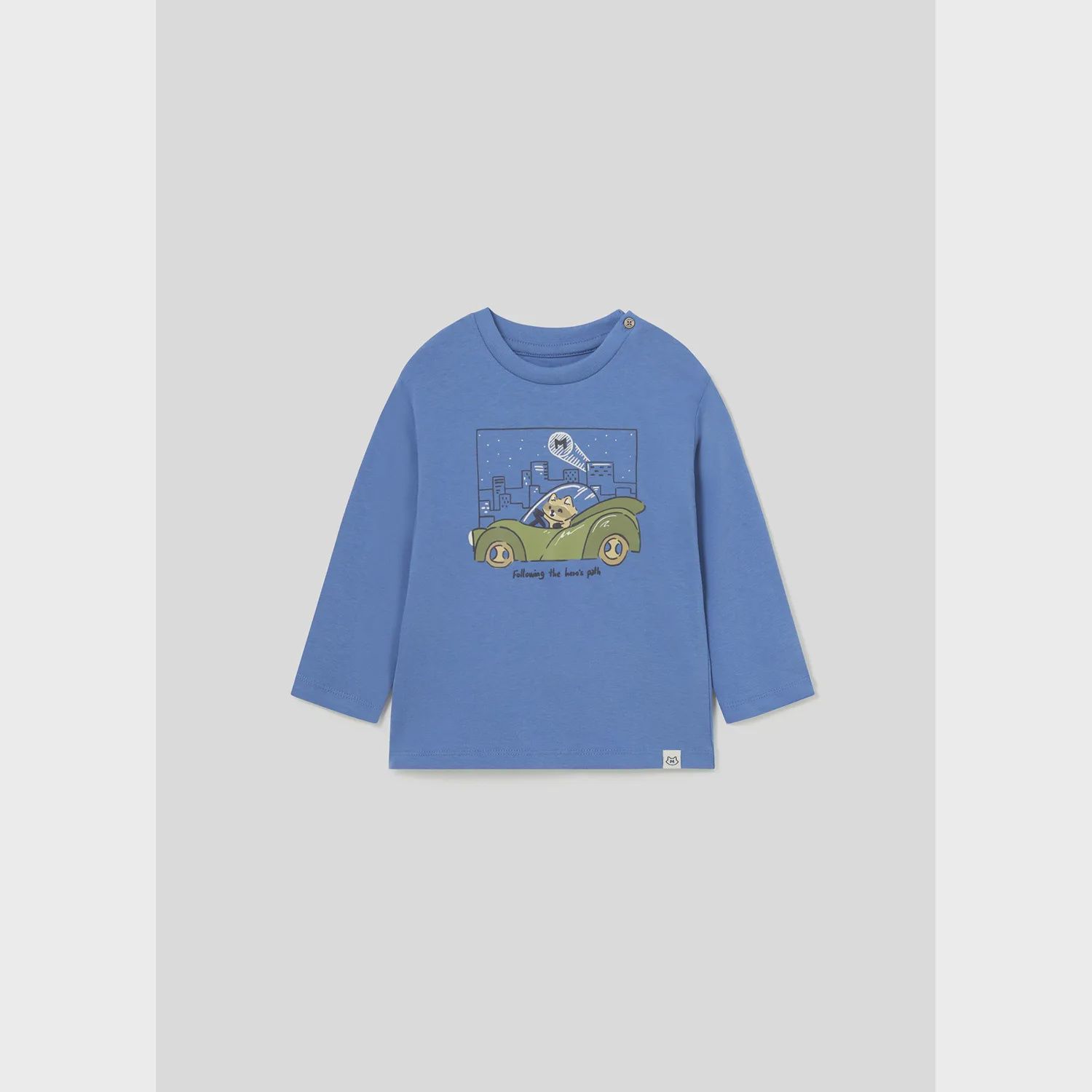 TSHIRT BLUE GREEN CAR & SKYLINE PRINT LONG SLEEVE / 2026-038