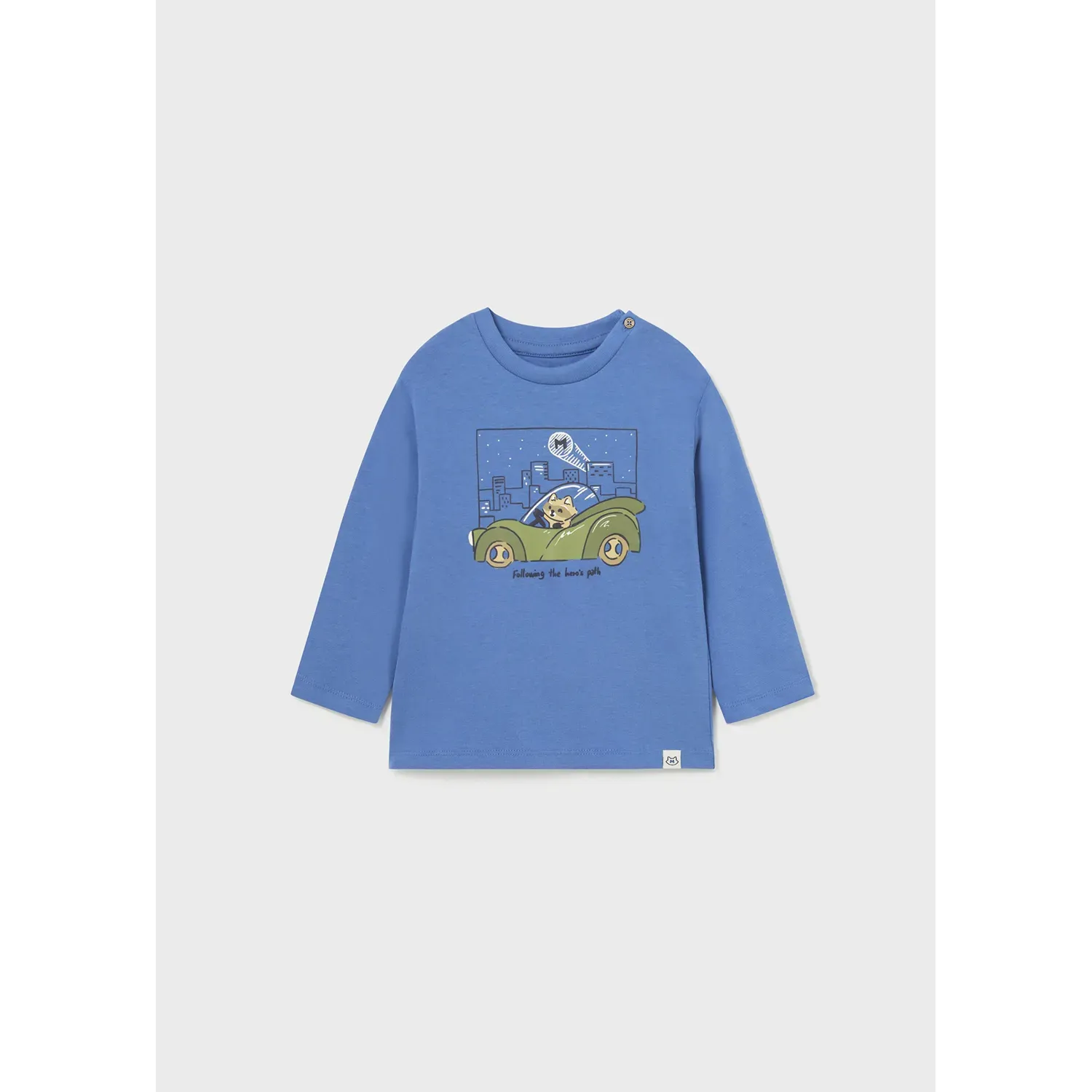 TSHIRT BLUE GREEN CAR & SKYLINE PRINT LONG SLEEVE / 2026-038