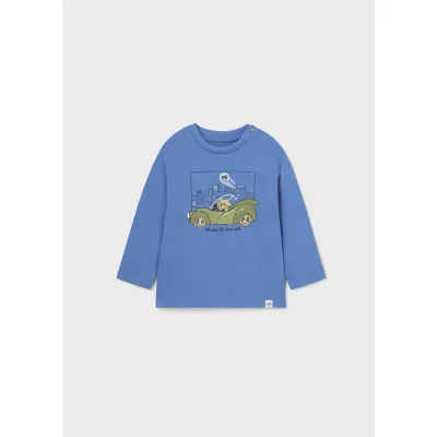 TSHIRT BLUE GREEN CAR & SKYLINE PRINT LONG SLEEVE / 2026-038