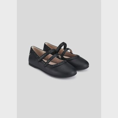 SHOE BLACK BALLET FLATS WITH STUDS / 44378-032