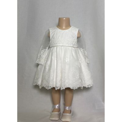 DRESS CREAM  EMBROIDERED TULLE  BEADED BELT TRIM/ 5501-001