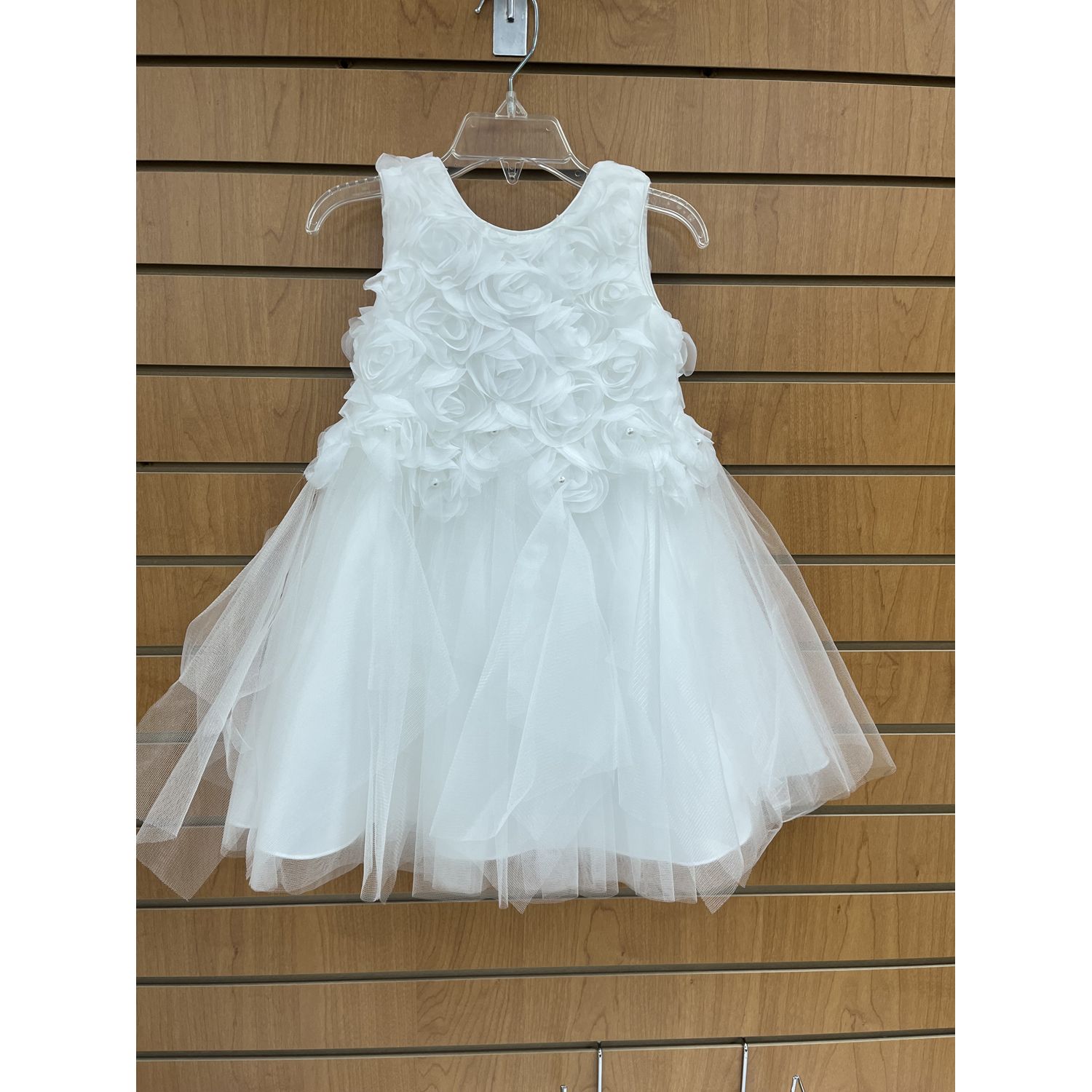DRESS OFF WHITE FLOWER BODICE APPLIQUE TULLE SKIRT VBACK / Y9011160