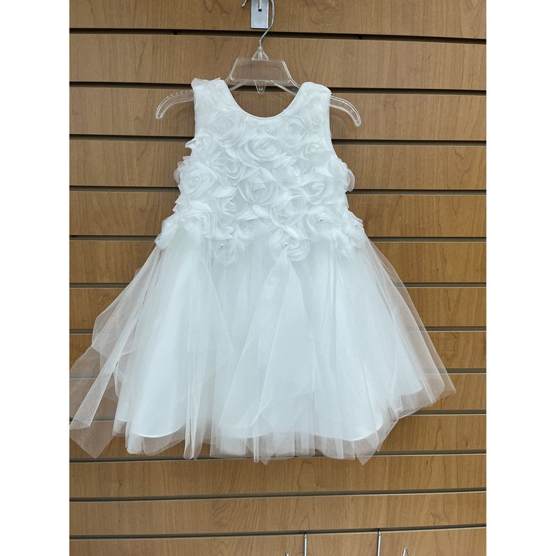 DRESS OFF WHITE FLOWER BODICE APPLIQUE TULLE SKIRT VBACK / Y9011160