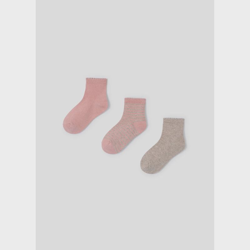 3PACK SOCKS PINK LIGHT BROWN & STRIPED / 10578-093