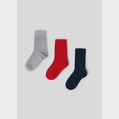 3PACK SOCK SET RED OR GREY OR NAVY SOLID / 10575-095