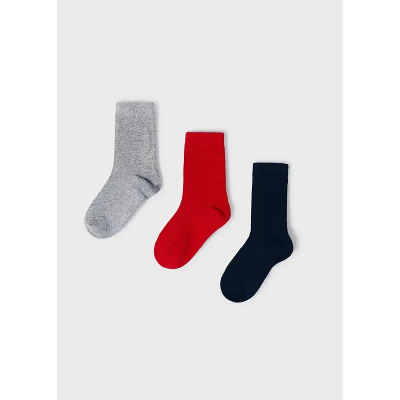 3PACK SOCK SET RED OR GREY OR NAVY SOLID / 10575-095