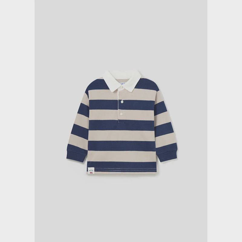 POLO TOP BLUE & SAND STRIPE WHIE COLLAR / 2171-039