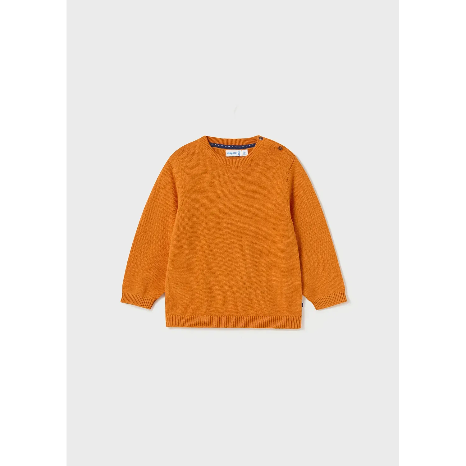 KNIT SWEATER ORANGE GOLD CREW NECK 2SHOULDER BUTTONS / 351-036