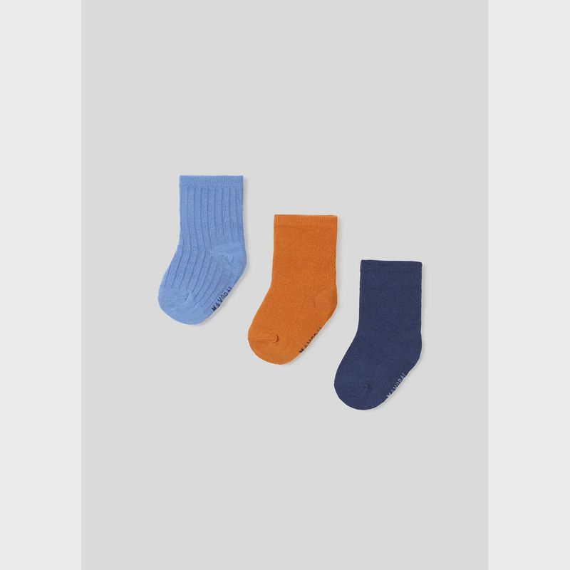 3PC.SOCK SET NAVY BLUE & ORANGE / 10522-083