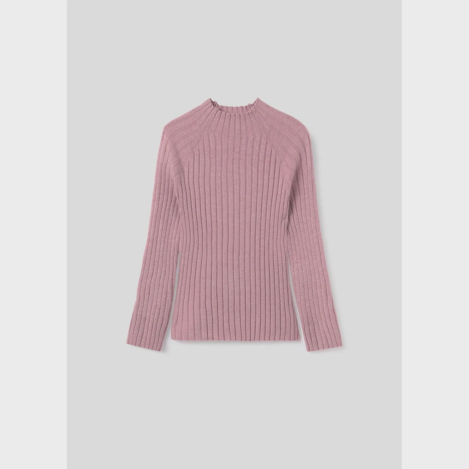 KNIT SWEATER LILAC MOCKNECK RIBBED EFFECT / 7040-047