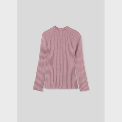 KNIT SWEATER LILAC MOCKNECK RIBBED EFFECT / 7040-047