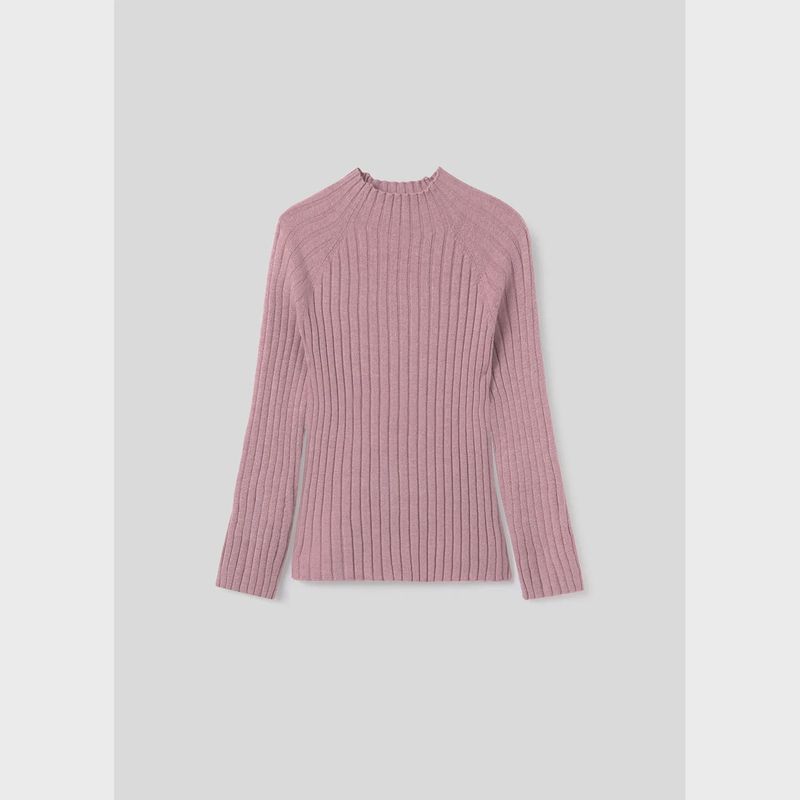 KNIT SWEATER LILAC MOCKNECK RIBBED EFFECT / 7040-047