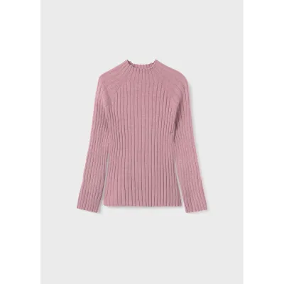 KNIT SWEATER LILAC MOCKNECK RIBBED EFFECT / 7040-047
