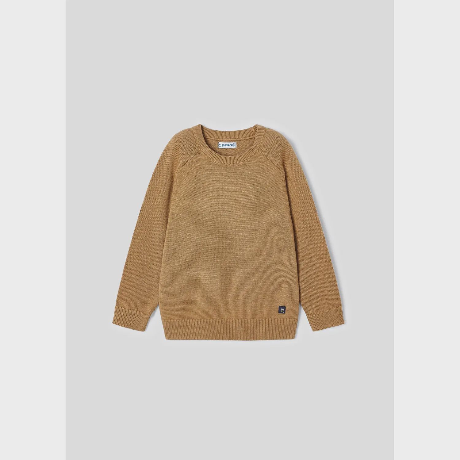 KNIT SWEATER LIGHT BROWN CREW NECK / 311-070