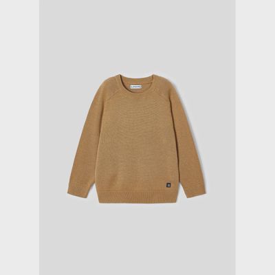 KNIT SWEATER LIGHT BROWN CREW NECK / 311-070