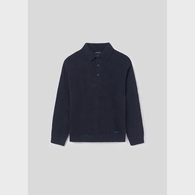 POLO TOP NAVY BUTTON CLOSURE LONG SLEEVE / 7383-026