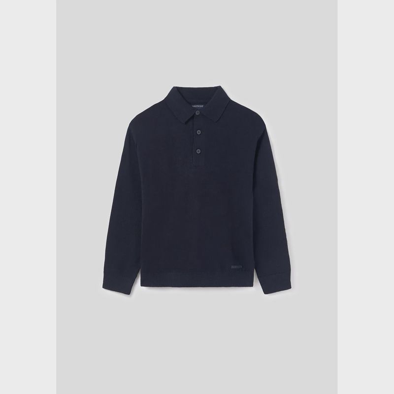 POLO TOP NAVY BUTTON CLOSURE LONG SLEEVE / 7383-026