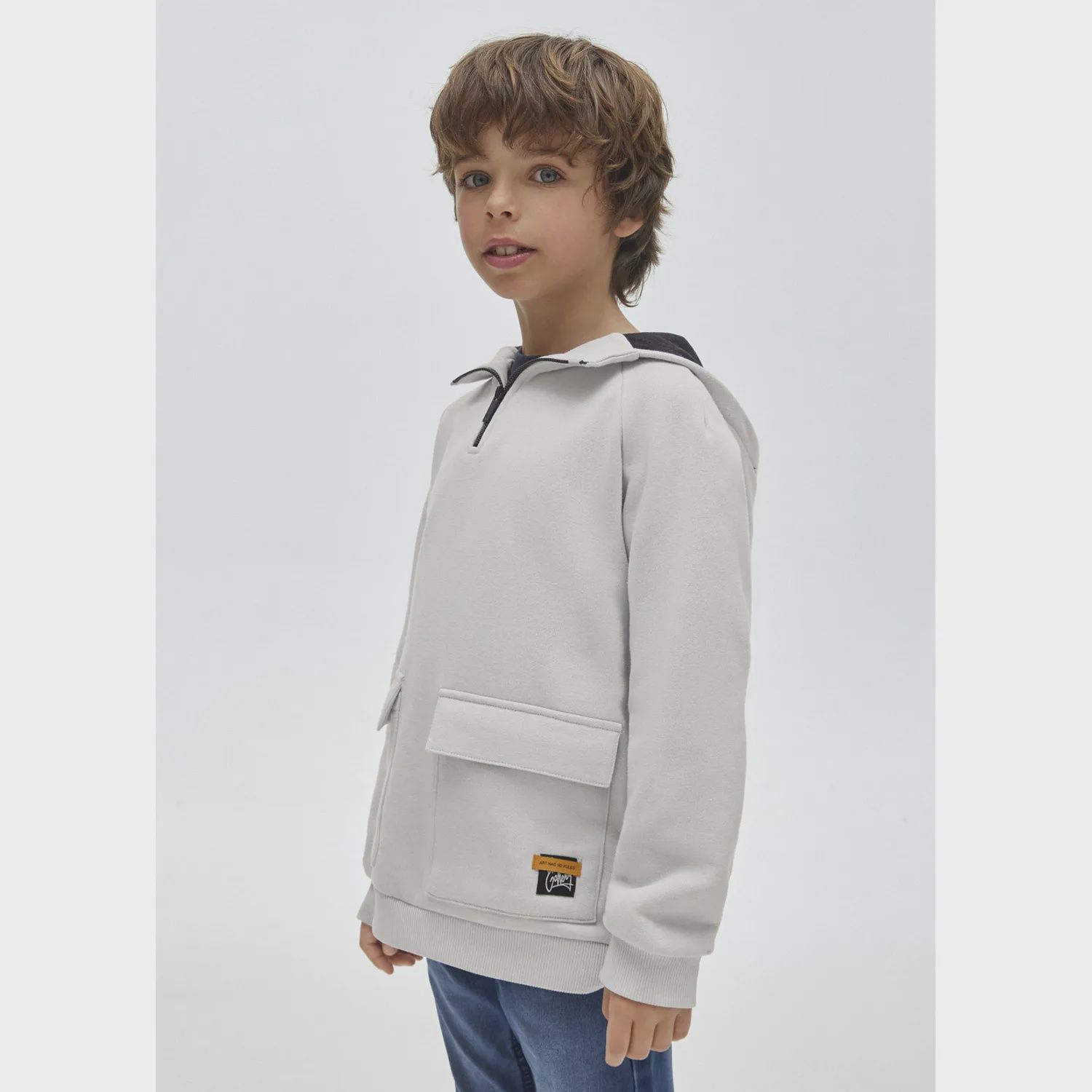 HOODED SWEAT TOP LIGHT GREY / 7429-017