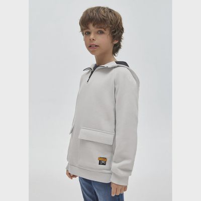 HOODED SWEAT TOP LIGHT GREY / 7429-017