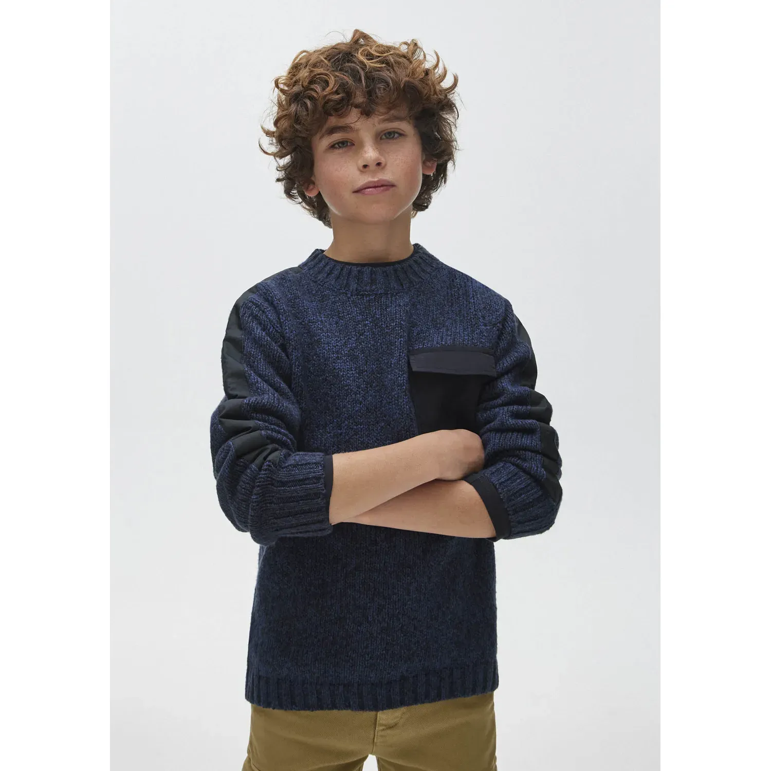 SWEATER NAVY& BLUE KNIT BLACK POCKET / 84-029