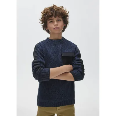 SWEATER NAVY& BLUE KNIT BLACK POCKET / 84-029 SWEATER NAVY& BLUE KNIT BLACK POCKET / 84-029