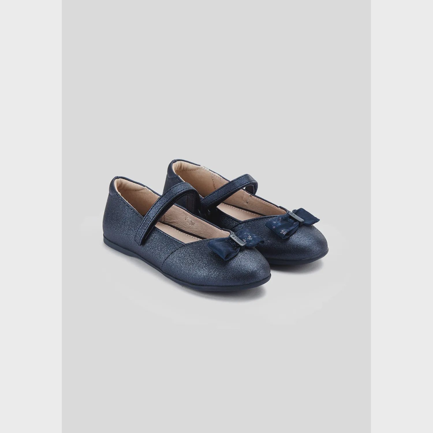 SHOE NAVY BALLERINA FLAT WITH BOW TRIM / 44380-020