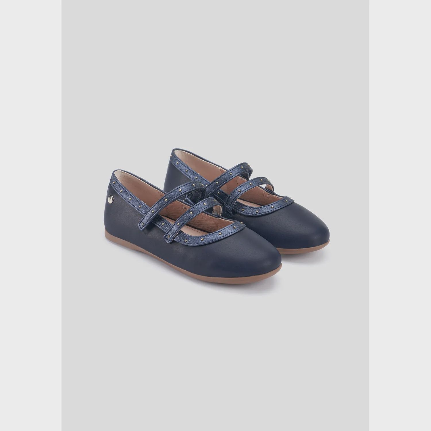 SHOE NAVY BALLET FLATS WITH STUDS 2 STRAPS / 44378-031