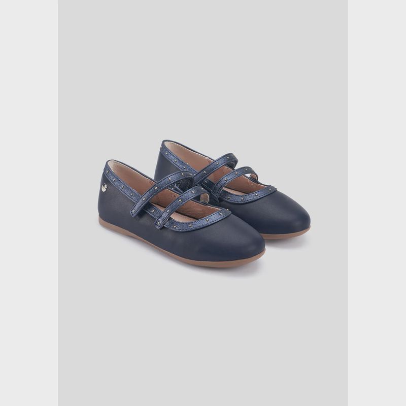 SHOE NAVY BALLET FLATS WITH STUDS 2 STRAPS / 44378-031