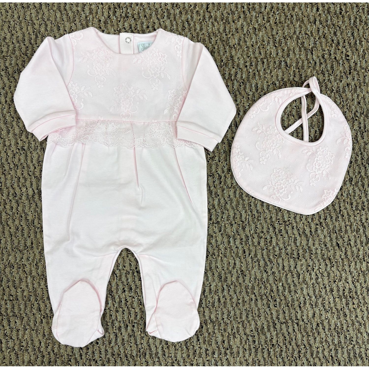 2PC SLEEPER & BIB PINK LACE BODICE & BIB / 800